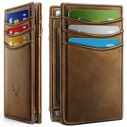 BULLIANT Slim Wallet For Men 12Cards,Magnetic Flip Build-in Money Clip Airtag Compatible-RFID Blocking