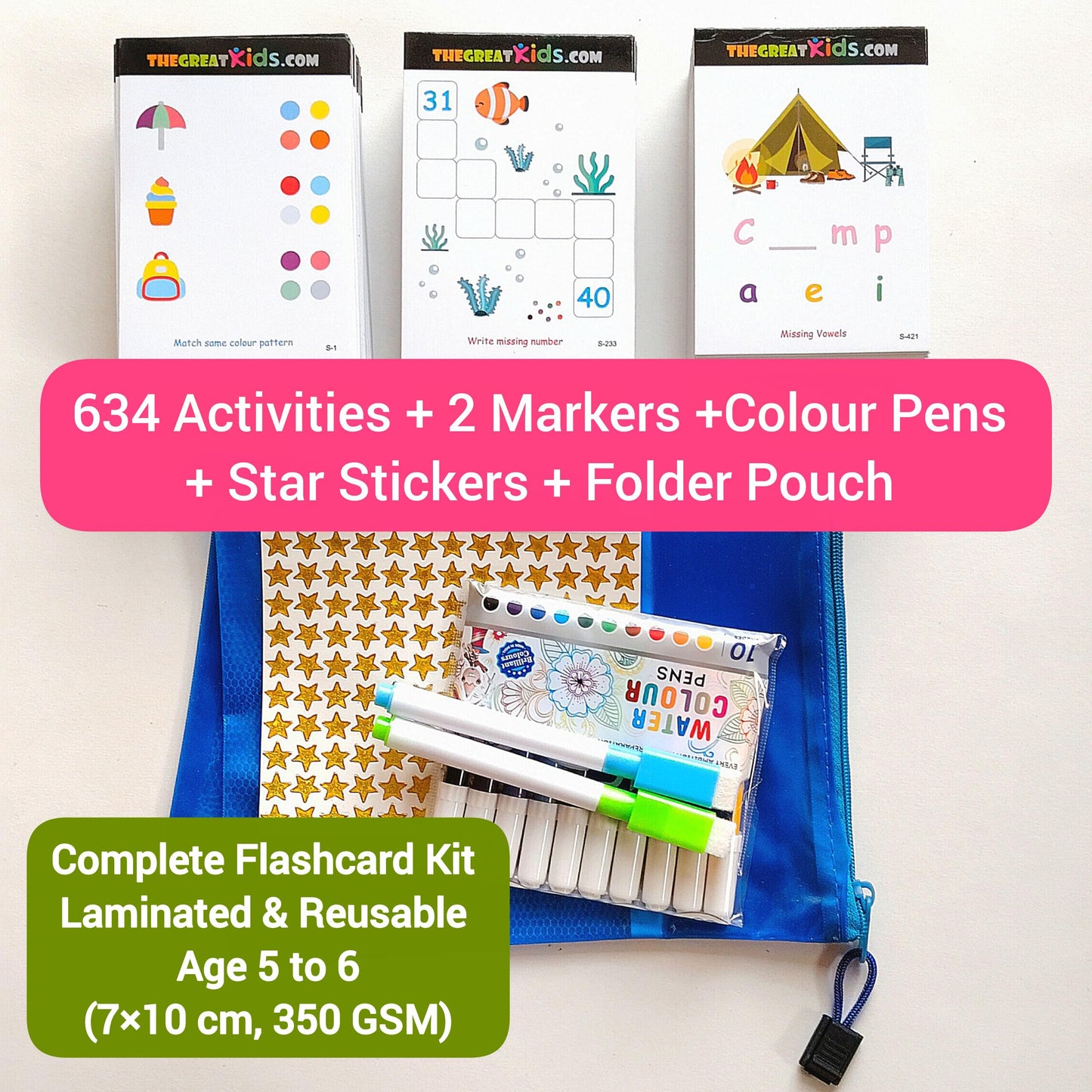 Activity Flash Cards, Workbook, Worksheet for Kids Ages 5, 6 | Toddler, Pre K, Kindergarten, Alphabet, Montessori Curriculum, Homeschooling Supplies, Preschool Early Learning