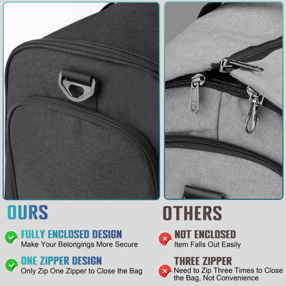 HILOMON Convertible Duffle Bags for Travel Carry On Suit Duffle Bags with Shoulder Strap 2 in 1 Hanging Garment Duffle Bag for Men Women (Black Mesh Storage)
