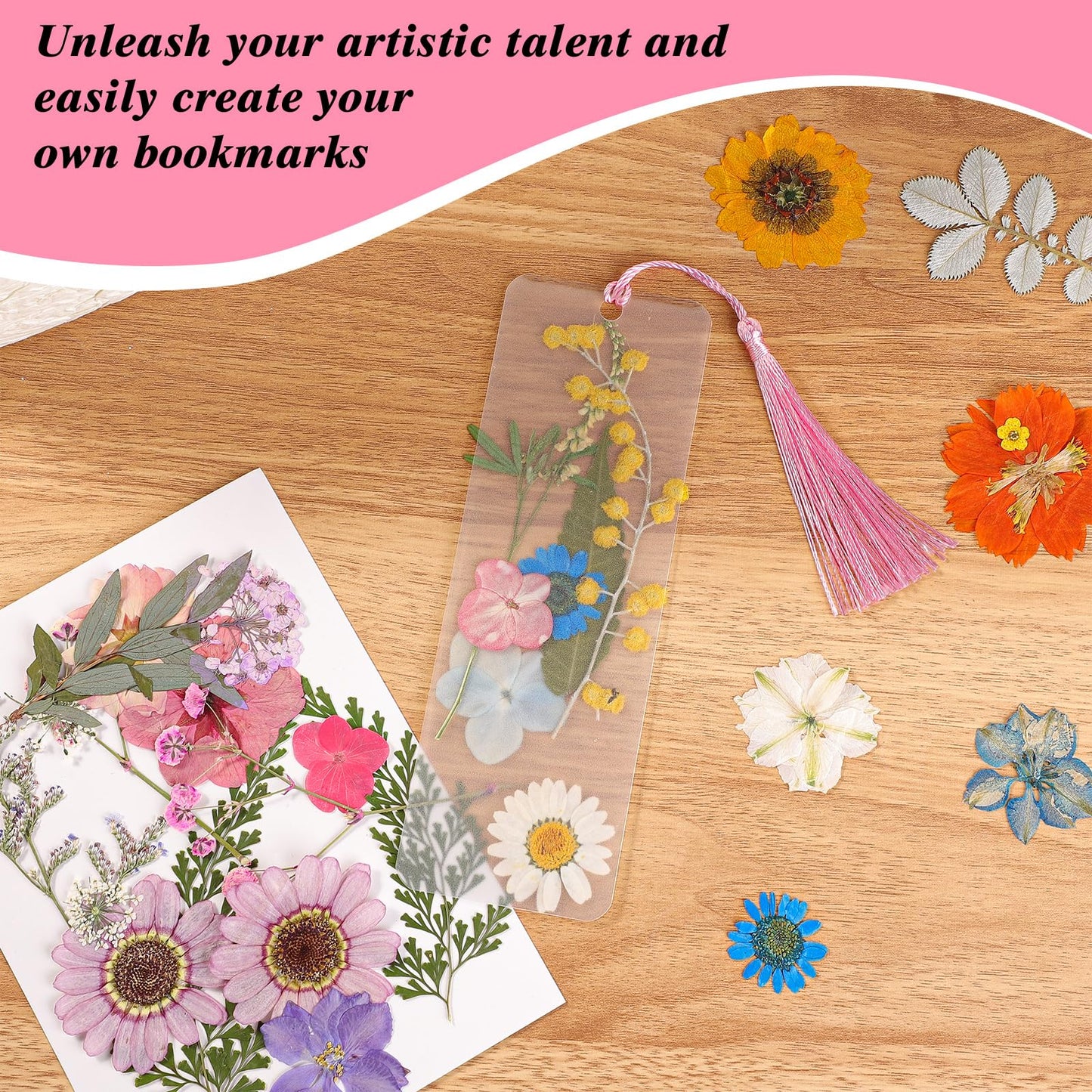 326Pcs Pressed Flower Bookmark Making Kit, DIY Bookmark Kit for Book Lover
