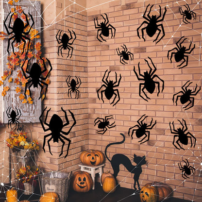 Ferraycle 18 Pcs Halloween Spider Decorations Scary Spider Ornaments Halloween Creepy Hanging Decor Outside Large Decoration for Wall Yard Garden House Decor