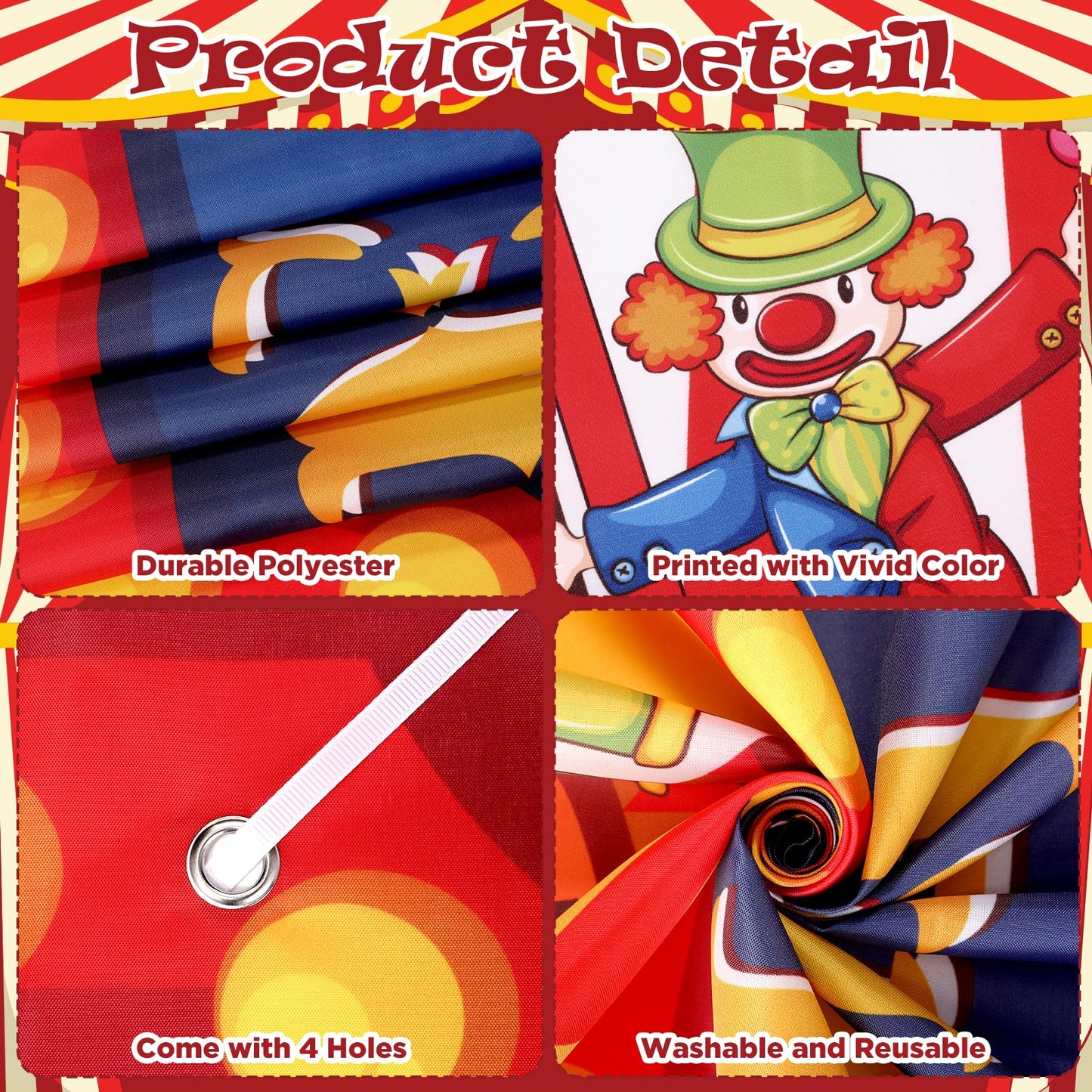 71 x 60 Inch Carnival Circus Theme Party Decorations Welcome To The Carnival Photo Banner Backdrop Background Circus Tent Ticket Photo Booth Selfie Frame for Halloween Decor Birthday Party Supplies