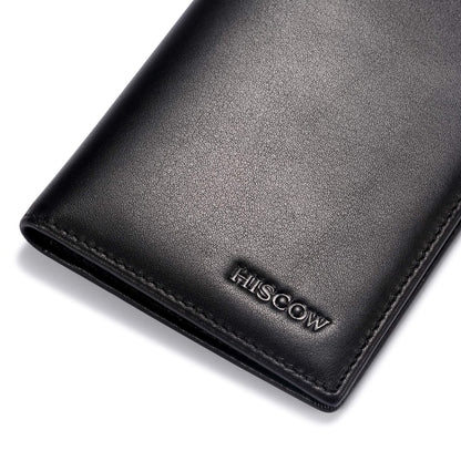 HISCOW Slim Leather Credit Card Holder for Men & Women 8cc, Italian Calfskin (Black)