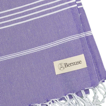 Bersuse Towels Anatolia XL Beach Blanket Throw Blanket Turkish Towel 100% Cotton Extra-Large Quick-Dry Lightweight Premium Peshtemal Towel - 61x82 Inches, Dark Purple (Set of 3)