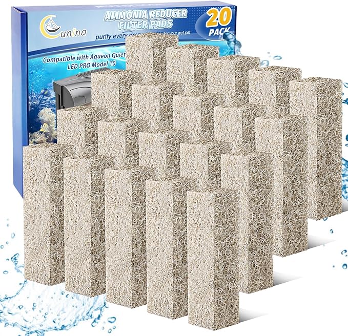 20PCS Ammonia Reducer Filter Pads Compatible with Aqueon Filter 10, Fish Tank Filters Replacement Filter Cartridges for Aqueon Quietflow LED PRO & SmartClean Aquarium Fish Tank Power Filter