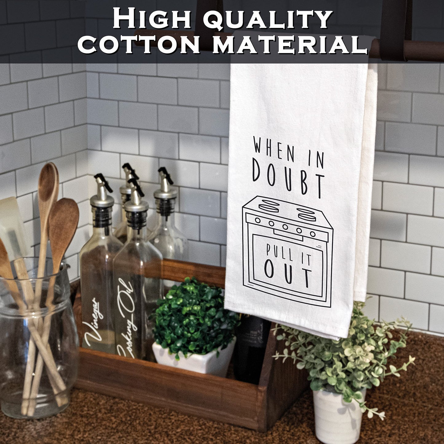 MAINEVENT When in Doubt Pull It Out Kitchen Towel with Sayings 18x24 Inch, Funny Dish Towel