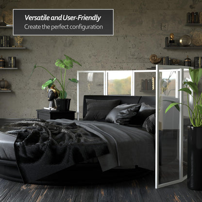 4 ft. Short Clear Plastic Partition White 3 Panel