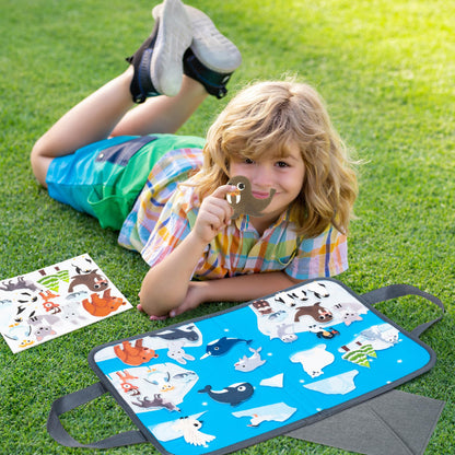 WATINC Travel Felt Board Story Set - 28PCS Portable Felt Board Educational Birthday Gift for Boys & Girls, Themed Storytelling Preschool Early Learning Interactive Play Kit for Toddler (Polar Animals)