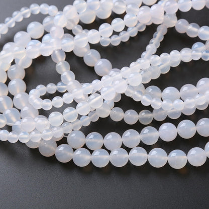 32PCS 12MM Natural White Opal Beads Round Loose Stone Beads for Jewelry Making DIY Energy Stone Healing Power Bracelet 15"