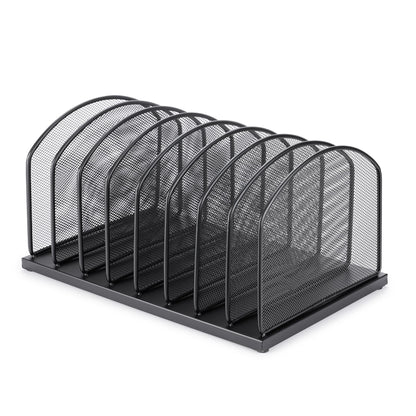 Huron 8-Slot Vertical File Binder Organizer Storage, Black Steel Mesh