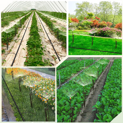 20 Sets 90/180/360 Degree Irrigation Sprinkler Heads with Stake, Drip Micro Spray Emitters with 1/4" Irrigation Tubing on Riser Stake,Micro Spray Sprinkler Stake Assembly for Garden Watering System