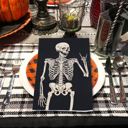 80Pcs Halloween Guest Napkin Black Skeleton Disposable Paper Napkins Dinner Hand Napkins for Home Party Supplies Table Decor