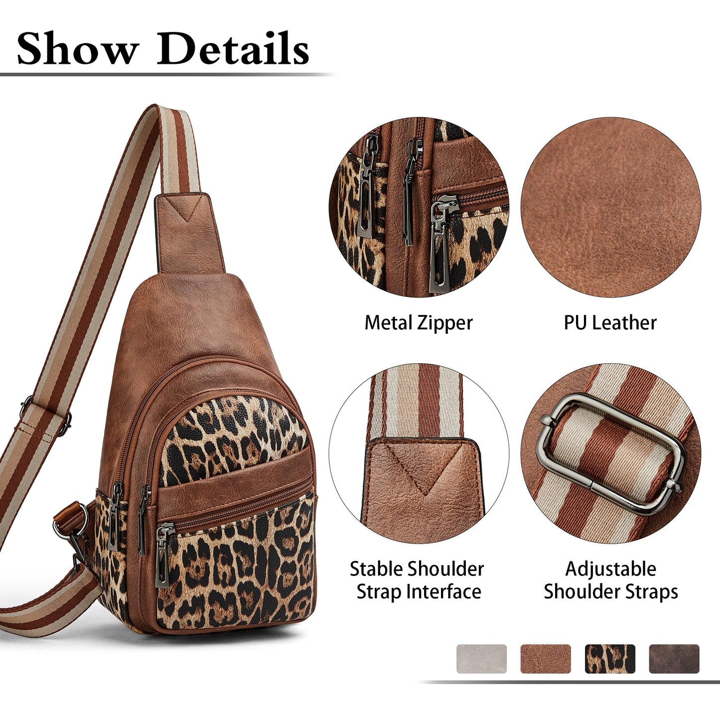 Sling Bag Crossbody Bags for Women Small Cross Body Bag Fanny Packs Chest Sling Purse for Daily Travel Leisure Sport
