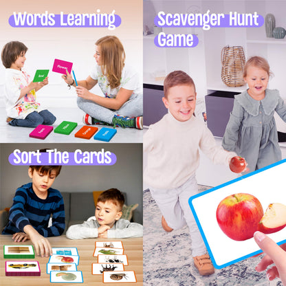 140 Noun Picture-Word Cards, Picture Flashcards Language Builder Visual Aid Speech Development Tool for Autism, ESL Teaching Materials for Adults, Non-Verbal Children Vocabulary Builder for Toddlers