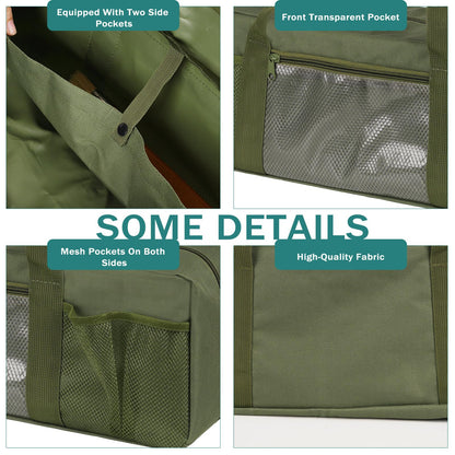 Frjjthchy Grill Tool Storage Bag, Large Grill Utensil Storage Caddy with Pockets, Portable Grill Accessory Storage Bag for Outdoor Camping & BBQ (Green)