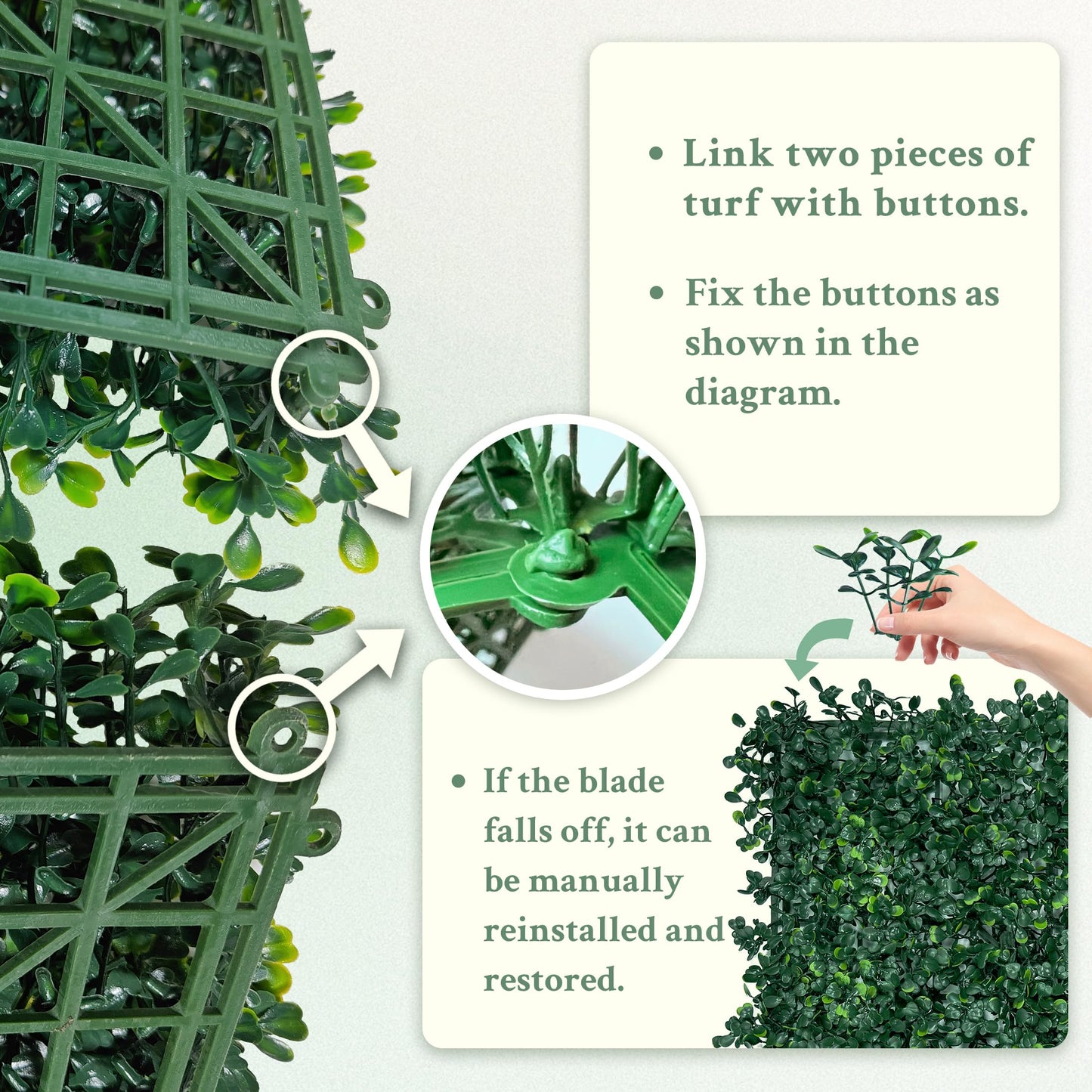 ODTORY Artificial Boxwood Wall Panels 20x20 inch 8Pcs, UV-Anti Faux Greenery Grass Hedge for Privacy Screen，Fake Ivy Plant Fence for Outdoor Garden, Backyard, Balcony, and Indoor Home Decoration