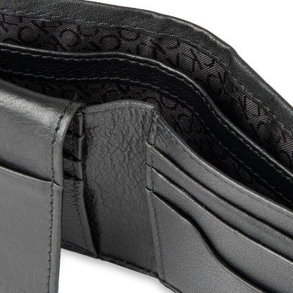 Calvin Klein mens RFID Leather Minimalist Bifold Wallet With ID Window Black Passcase