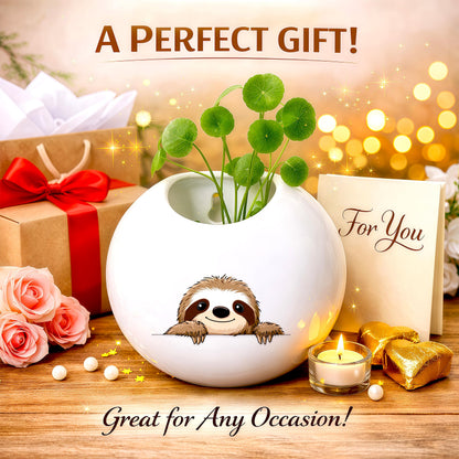 BJDAMAI Sloth Small Wall Planters for Indoor Outdoor Pots Ceramic, Gifts for Women Teens Girls Kids, Sloth Lovers Themed Gifts Decor Stuff Things Items!