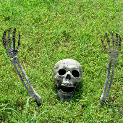 1 Pack Realistic Halloween Skeleton Stakes Decorations Outdoor for Yard Lawn Graveyard Garden, Scary Halloween Groundbreaker Skeletons with Skull and Arms – Haunted House Props Party Decor Supplies