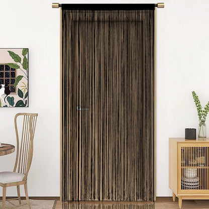 HSYLYM Spaghetti String Curtains for Doorways Privacy Door Frame Tassel Hippy Wall Kitchen Hallway Boho Fringe Curtain Hanging Door Room Dividers Decor 1 Panel（39×79in/100×200cm,Black）