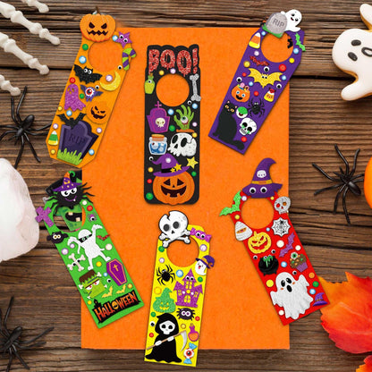 30Sets Halloween Crafts Doorknob Hanger DIY Arts and Craft Kit Classroom Activities Party Games Favors Bulk