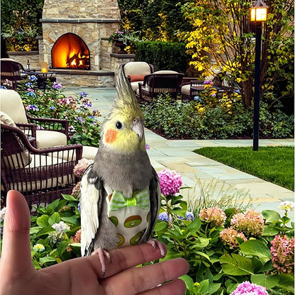 6 Pcs Bird Diapers Bird Harness Flight Suits Diapers Reusable Parrot Nappy with Waterproof Inner Layer Washable Cute Urine Wet Suit Costume for Cockatiel Conure Budgie Macaw Parakeet, S
