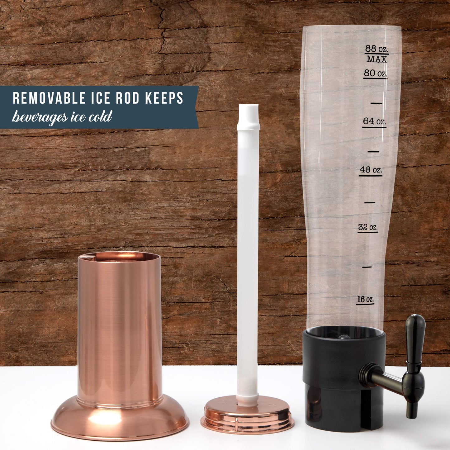 Hammer + Axe Beverage Dispenser – 88 oz Party Drink Dispenser with Ice Tube & Tap| Drink Fountain for Beer, Water, Iced Tea| Mimosa Tower| Margarita Tower| BBQ & Tailgate Essential| Home Bar Accessory