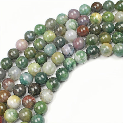 MJDCB AAA Natural Round India Agate Stone Beads Onyx Loose Beads for DIY Necklace Bracelat Jewelry Making Strand 15" (10mm)