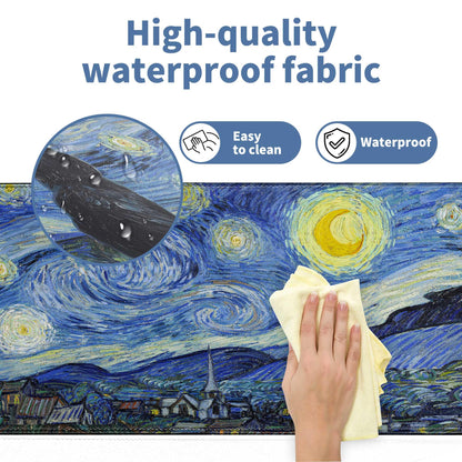 Starry Night Cat Gaming Mouse Pad Large Desk Mat Extended Keyboard Mouse Pad Anime Mousepad with Non-Slip Base and Stitched Edge Mouse Mat Desk Pad 31.5 x 11.8 Mouse Pads for Desk Home Office Gaming