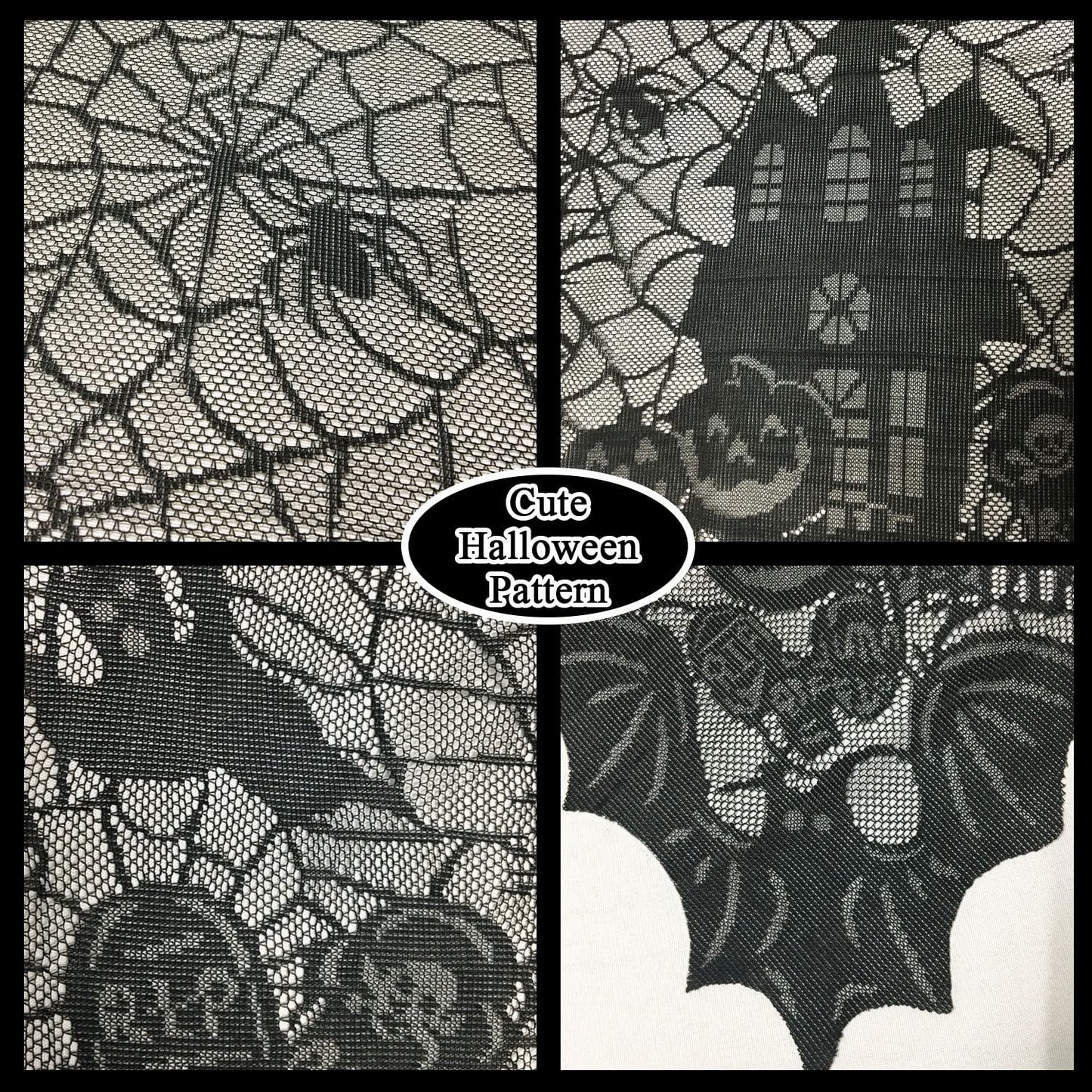 Joysail Halloween Tablecloth - Gothic Black Lace Spider Web Table Cover for Halloween Masquerade, Dinner Party, Scary Movie Nights Table Decorations - 53x68 Inches