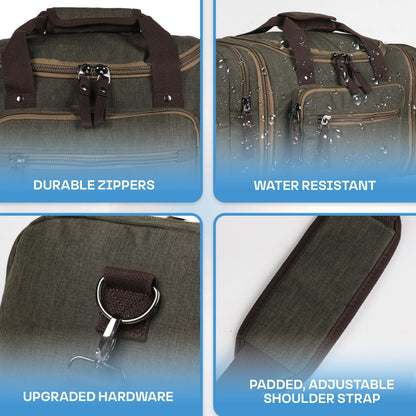 Duffle Bag for Travel 20–23” Expandable (40L) – Lightweight Water-Resistant Carry On Weekender with Multiple Pockets & Shoulder Strap – Airline Approved Travel Duffel Bags for Men & Women - ARMY GREEN
