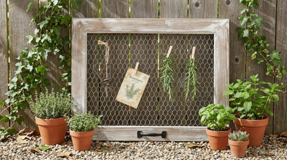 SOFE Rustic Chicken Wire Frame, Framed Photo Display Board/Wall Grid Panel, Decorative Bulletin Board, Jewelry Wall Organizer, Room Office Dorm Memo Board, 22 × 17 Inches