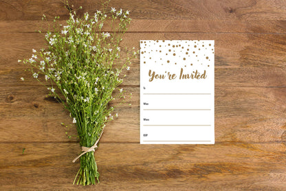 JBH Creations Shimmering Gold Dot Party Invitations - Pack of 48