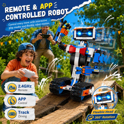 okk Robot Building Toys for Boys, STEM Projects for Kids Ages 6-12, Remote & APP Controlled Engineering Learning Educational Coding DIY Building Kit Rechargeable Robot Toy Gifts for Girls