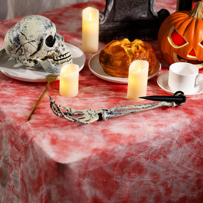 LFUTARI 5 PCS Halloween Bloody Gauze Table Cover- 85" x 60"Bloody Handprint Rectangle Tablecloth - Scary Halloween Table Cover for Hospital Halloween Decoration, Spooky Parties (5)