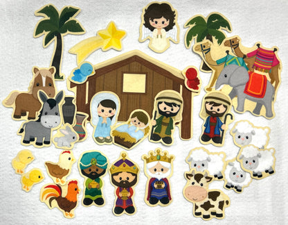 Story Time Felts Nativity Felt Board Figures Set Birth of Baby Jesus Christ Flannel Board 29 Pieces Bible (Figures only (no Background))