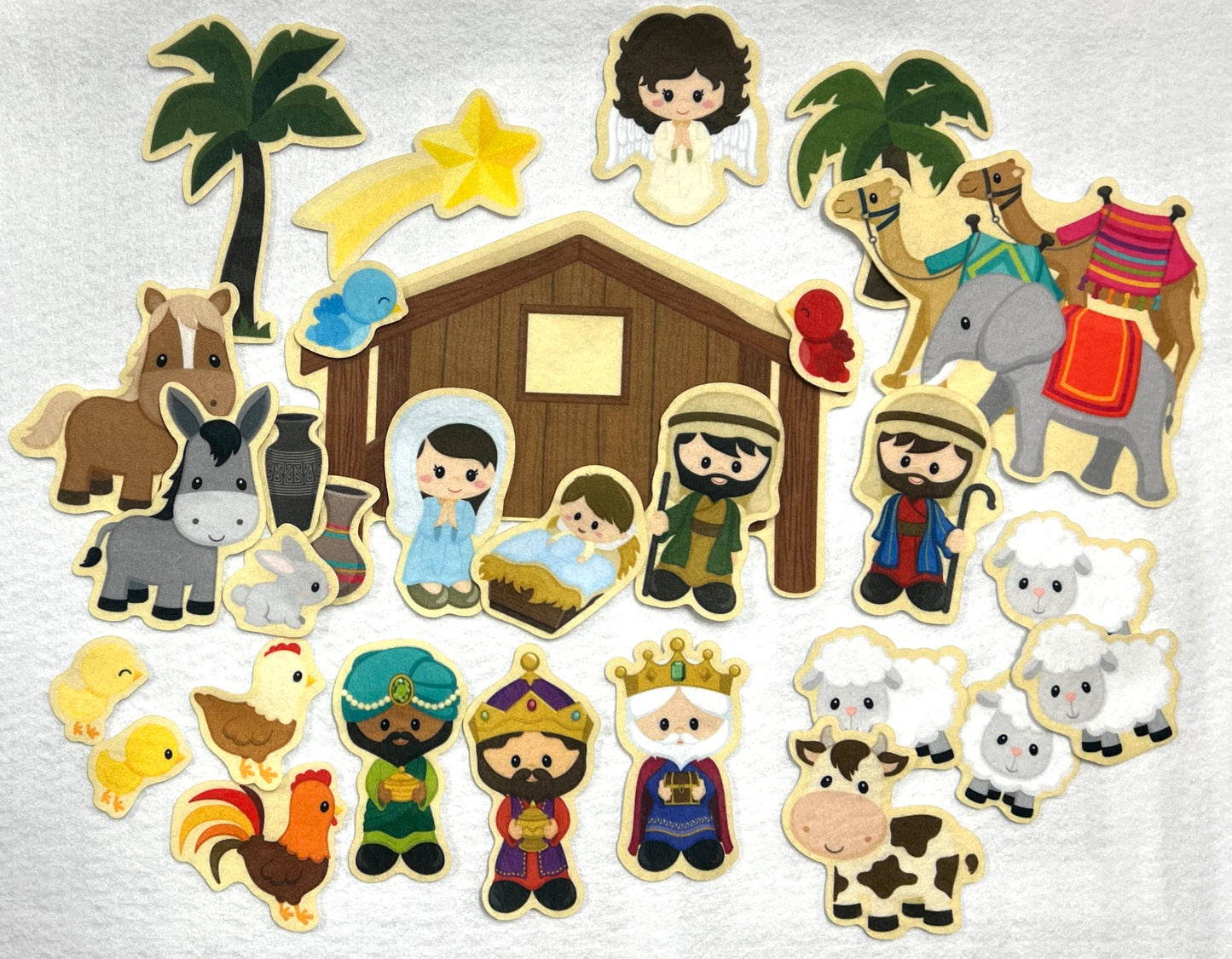 Story Time Felts Nativity Felt Board Figures Set Birth of Baby Jesus Christ Flannel Board 29 Pieces Bible (Figures & Background)