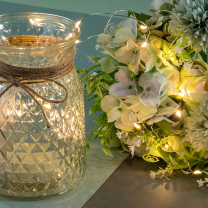 Artificial LED Green Rose Flowers with Glass Vase, Remote Control Led Light, Flower Arrangement for Table Centerpiece, Home Office Wedding Decoration