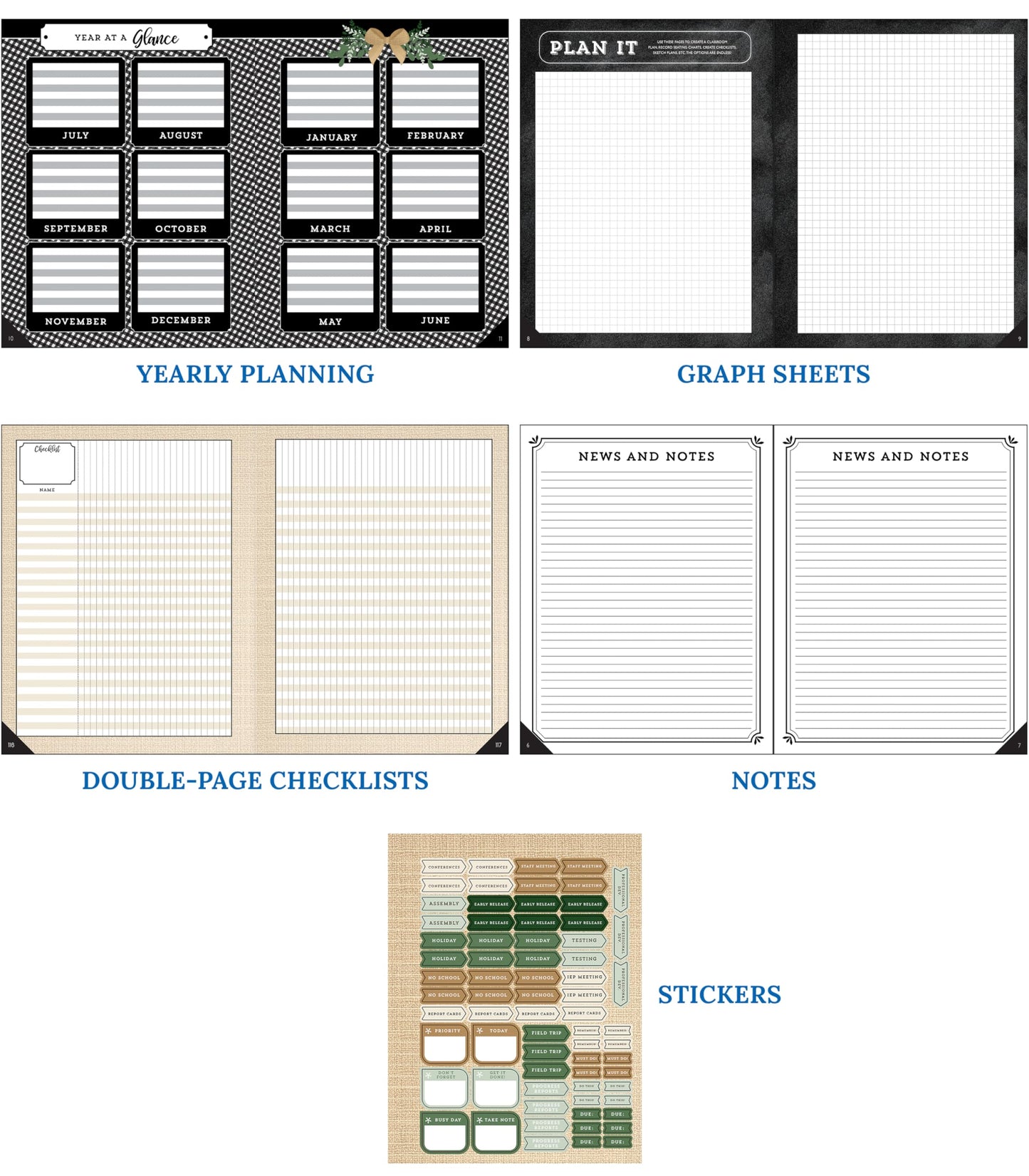 Carson Dellosa Education Modern Farmhouse Teacher Planner 2026-2027,Undated 8" x 11" Lesson Plan Book With Stickers, Class Schedule & Weekly Calendar School Supplies, Homeschool & Classroom Must Haves