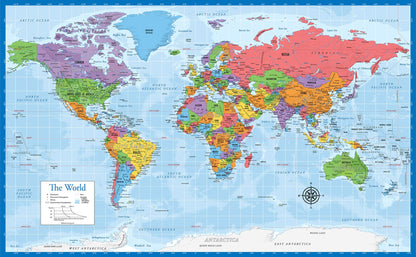Laminated World Map & US Map Poster Set - 18" x 29" - Wall Chart Maps of the World & United States - Made in the USA - (LAMINATED, 18" x 29")