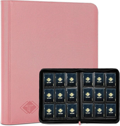 Trading Card Binder, Card Binder Album Folder Book Fit for MTG Baseball Football Sports Cards, Easy to Use Card Collection Binder (Pink, 432 Pockets)