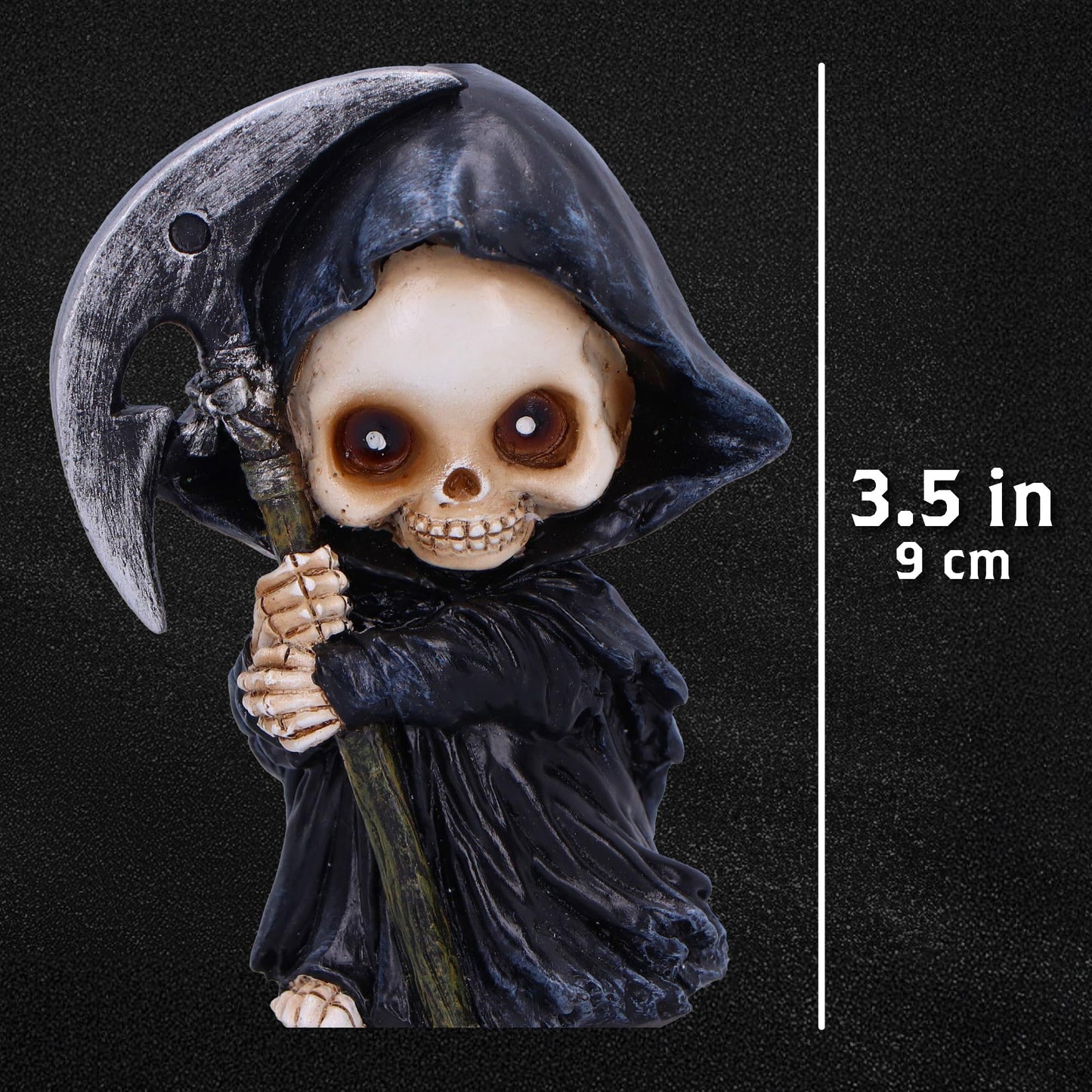 Nemesis Now Trio of Terror Mini Grim Reaper Figurines, Set of 3 Gothic Skeleton Statues, 3.5 Inch Halloween Decor for Shelves Desks and Creepy Gifts