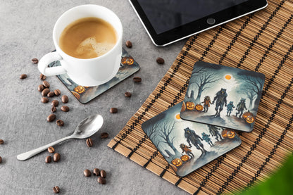 Caroline's Treasures Werewolves Spooky Halloween Foam Coaster Set of 4 Cup Coasters for Indoor and Outdoor, Coaster for Tabletop Protection, Anti Slip, Mouse pad Material