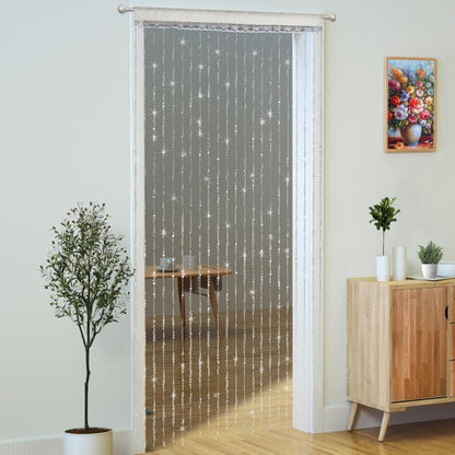 YaoYue Crystal Beaded Curtain Door Curtain 36 x 79 Inches 22 Strands Acrylic Hanging Door Beads Room Divider for Doorway Window Living Room Bedroom Wall Closet Home Decor (White,1 Panel)