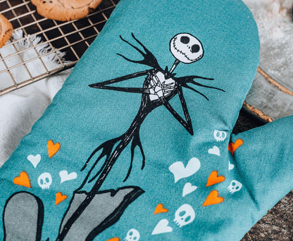 The Nightmare Before Christmas Jack and Sally Oven Mitt | Official Disney Kitchen Accessories and Household Items, Housewarming Gift | Thick Heat Resistant Gloves for Cooking and Baking