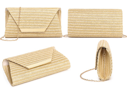MUDUO Women Patent Leather Fashion Clutch Purses Evening Bag Handbag Christmas gift (Khaki)