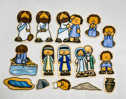 Story Time Felts Jesus Heals a Blind Man Felt Figures for Bible Flannel Board Stories Miracles