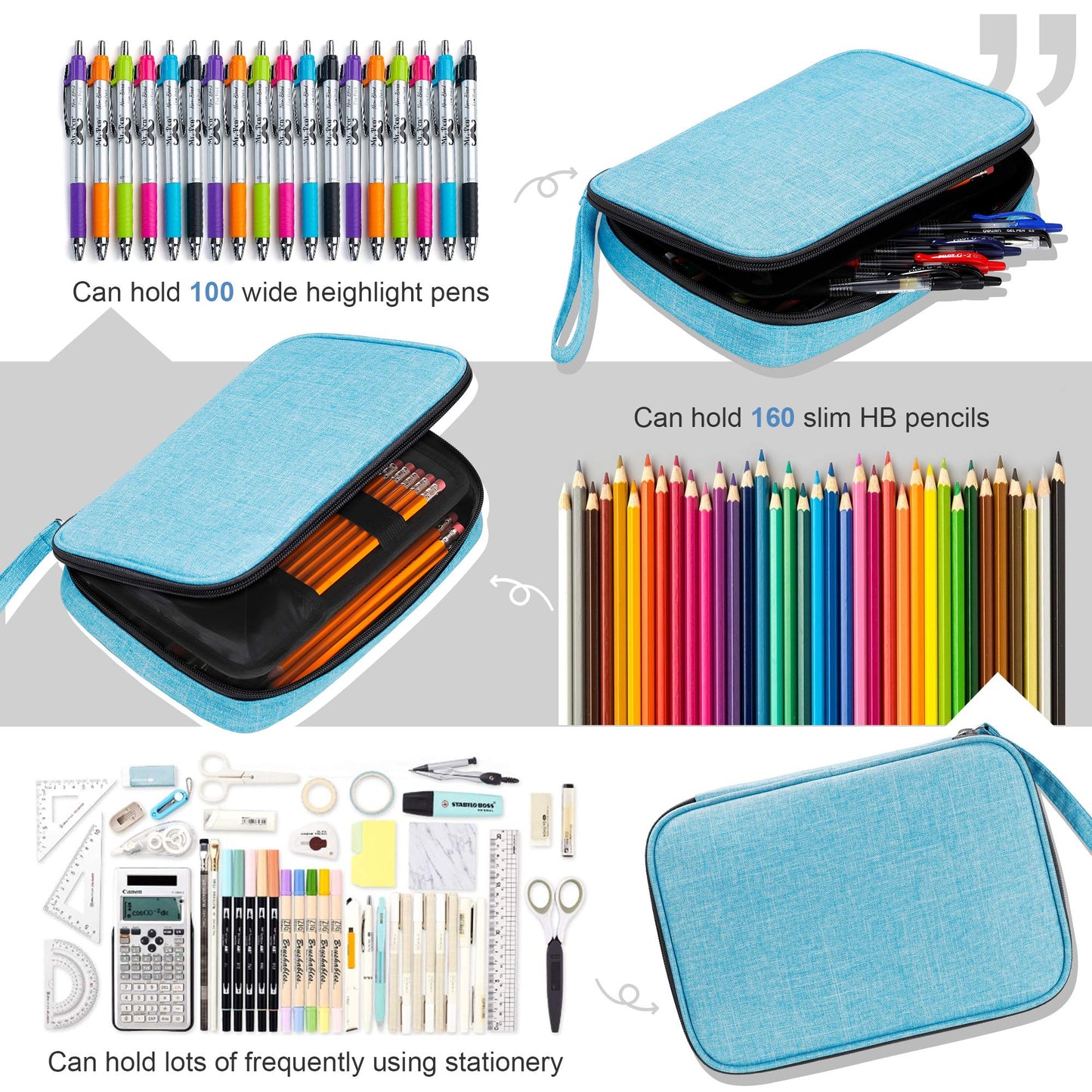 Zannaki Big Capacity Storage Pouch Marker Pen Pencil Case Simple Stationery Bag Box Art Tool & Sketch Storage Boxes for Bullet Journal Middle High School Office College Student Girl Women Adult Teen