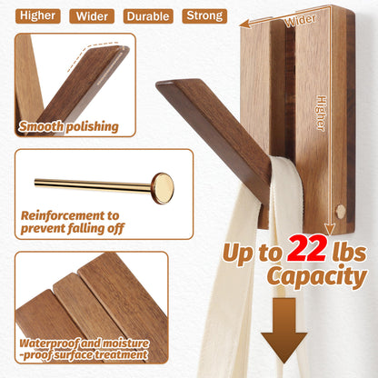 KYIAANY Wood Wall Hooks for Bathroom