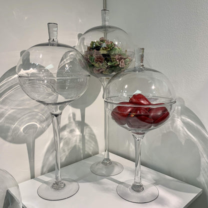 WGV Lollipop Vase, Width 11", Height 31.5", Clear Ball on Stand Glass Planter Terrarium with Stem, Candy Fruit Jar Floral Container for Wedding Party Event Home Office Decor, 1 Piece